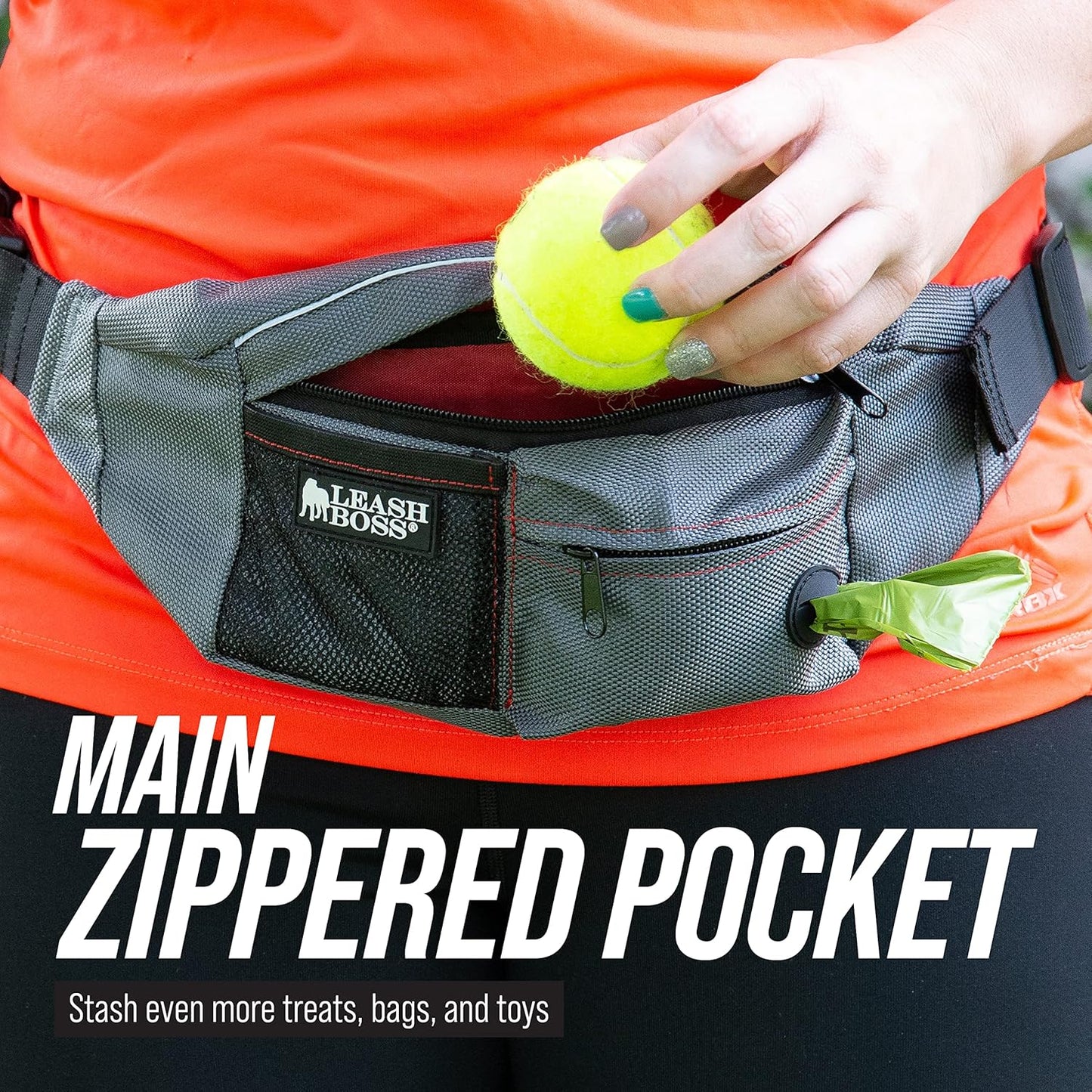 Leashboss Dog Treat Pouch for Training | Training Treat Pouches for Pet Training | Treat Bag for Dog Training | Portable Kibble Snack Container for Pets | Fanny Pack Waist Belt Transport On The Go