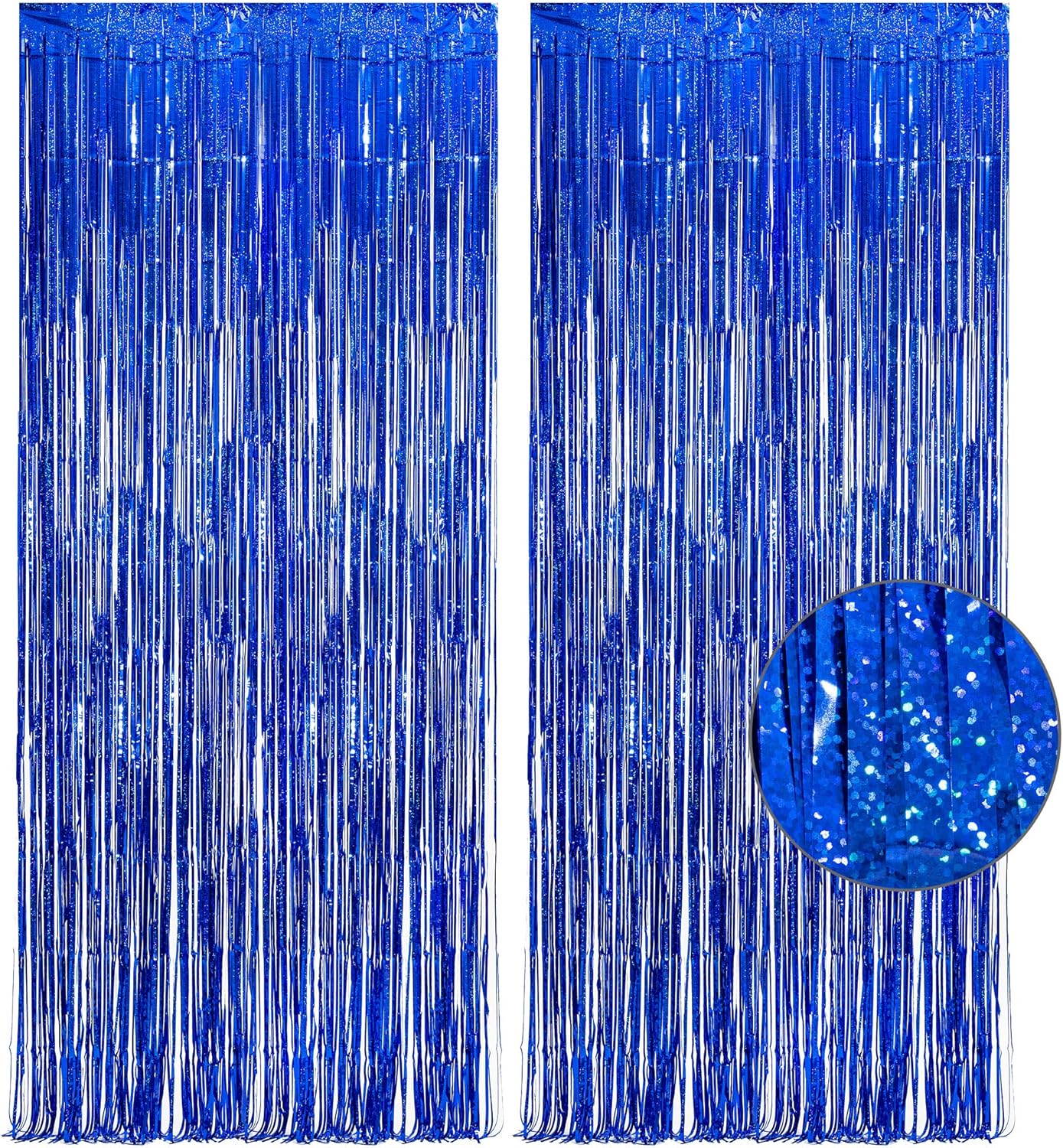 GREATRIL Iridescent Party Tinsel Fringe Backdrop Decorations - Holographic Foil Streamers Curtain for Mermaid/Under The Sea/Frozen/Ocean/Disco/Birthday Themed 3.2ft x 6.5ft - 2 PCS
