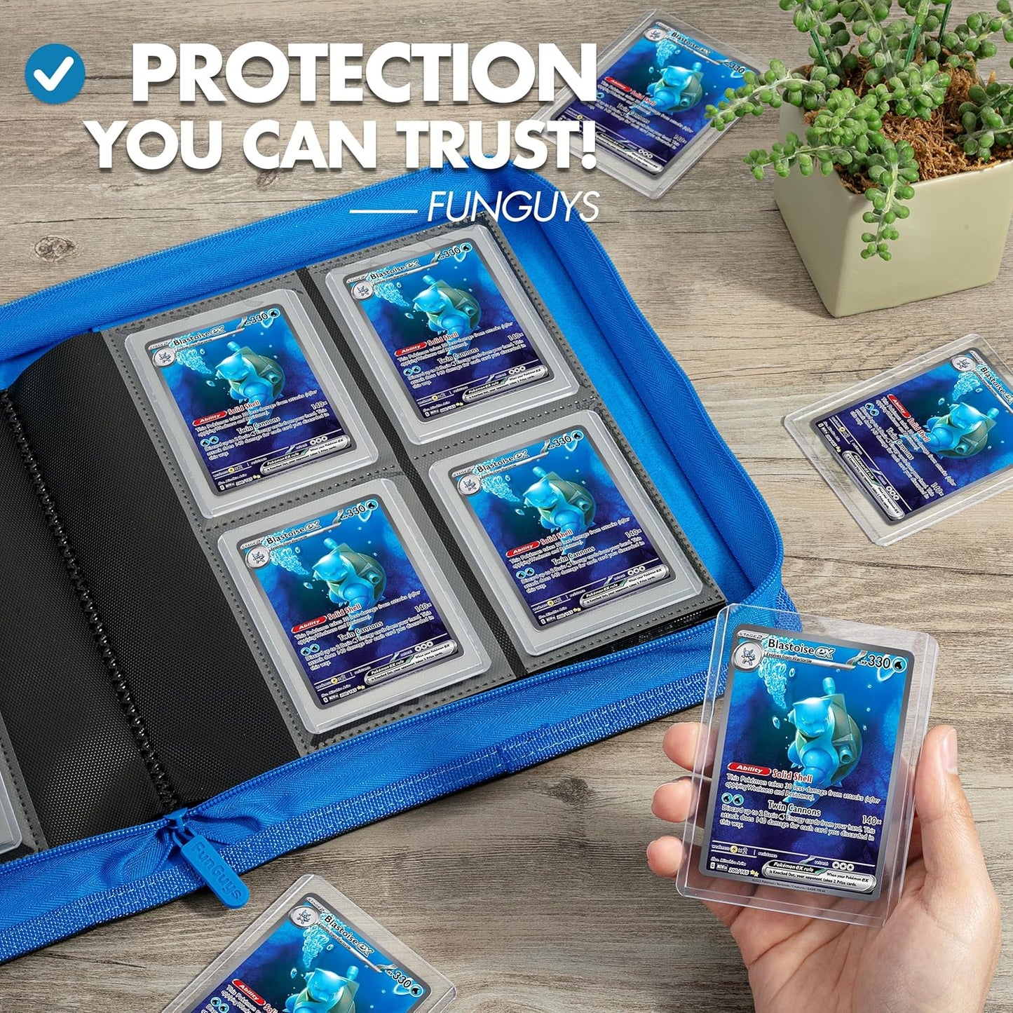 FunGuys Toploader Binder, Trading Card Binder Storage,128 4 Pocket Top Loader Pokemon Binder, Card Collection Yugioh Cards, MTG, TCG, Folders for Trading Cards