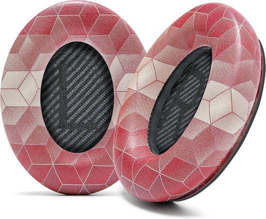 WC Wicked Cushions Upgraded Replacement Ear Pads for Bose QC35 & QC35ii (QuietComfort 35) Headphones & More - Softer Leather, Luxurious Memory Foam, Added Thickness, Extra Durability | Hex Red