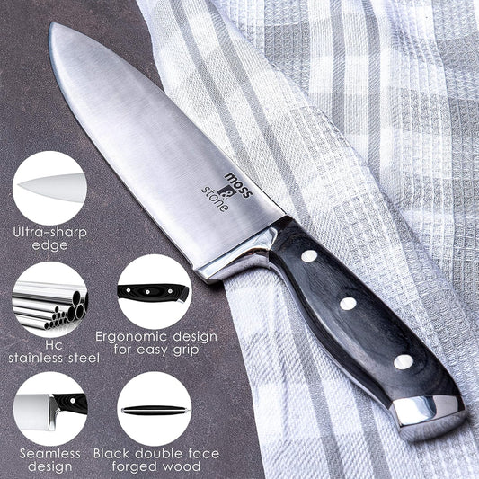 Moss & Stone 2 Piece Cutting Boards for Kitchen & Chef Knife | Polypropylene and Dishwasher Safe | 2 Chopping Board with Grip Handle | BPA-Free - PuriLite