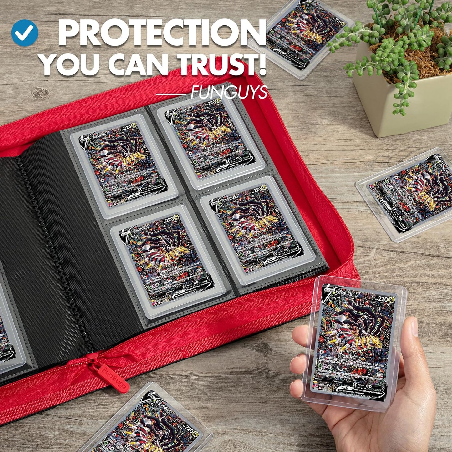 FunGuys Toploader Binder, Trading Card Binder Storage,128 4 Pocket Top Loader Pokemon Binder, Card Collection Yugioh Cards, MTG, TCG, Folders for Trading Cards