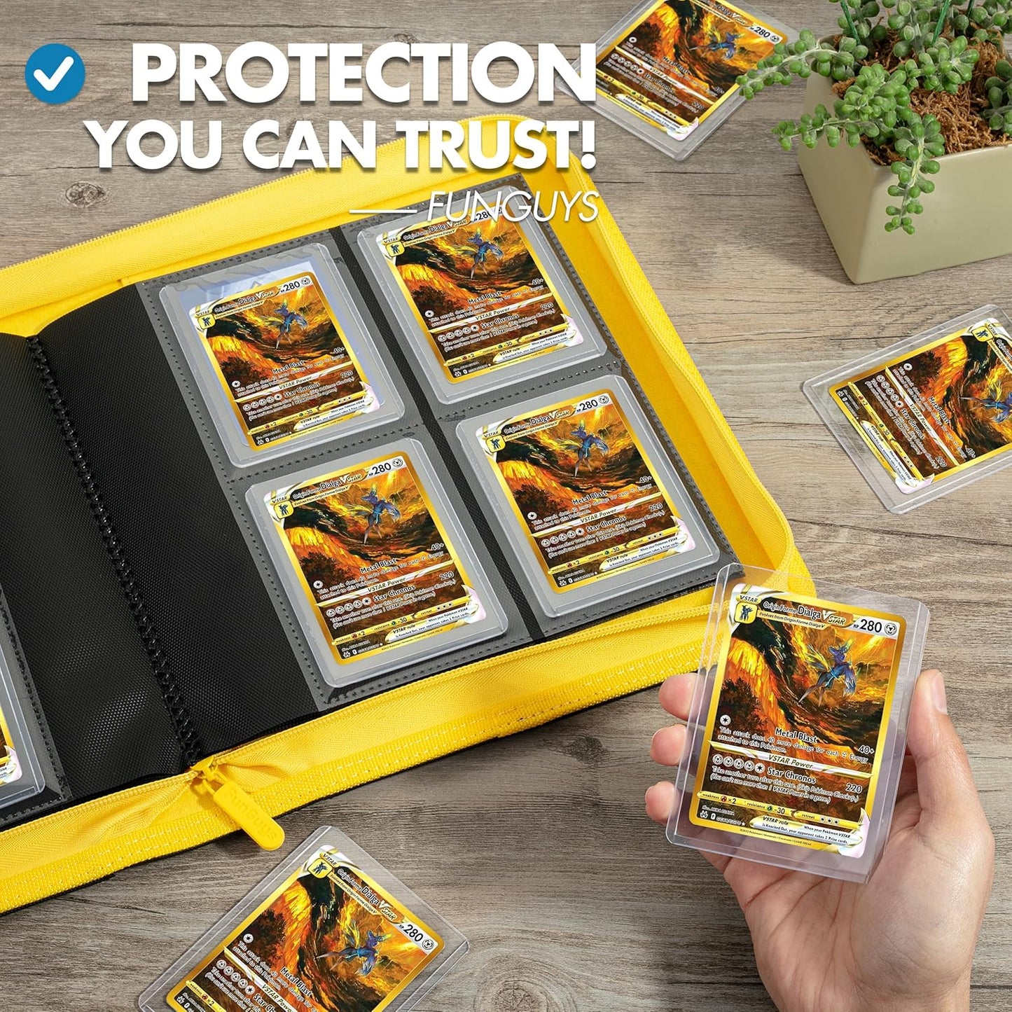 FunGuys Toploader Binder, Trading Card Binder Storage,128 4 Pocket Top Loader Pokemon Binder, Card Collection Yugioh Cards, MTG, TCG, Folders for Trading Cards