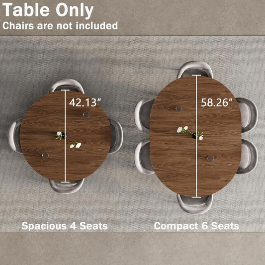 Extendable Round Dining Table to Oval | MECHYIN