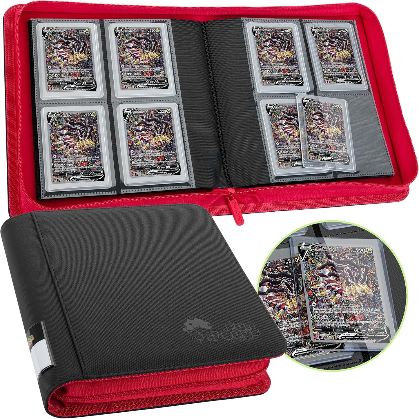 FunGuys Toploader Binder, Trading Card Binder Storage,128 4 Pocket Top Loader Pokemon Binder, Card Collection Yugioh Cards, MTG, TCG, Folders for Trading Cards