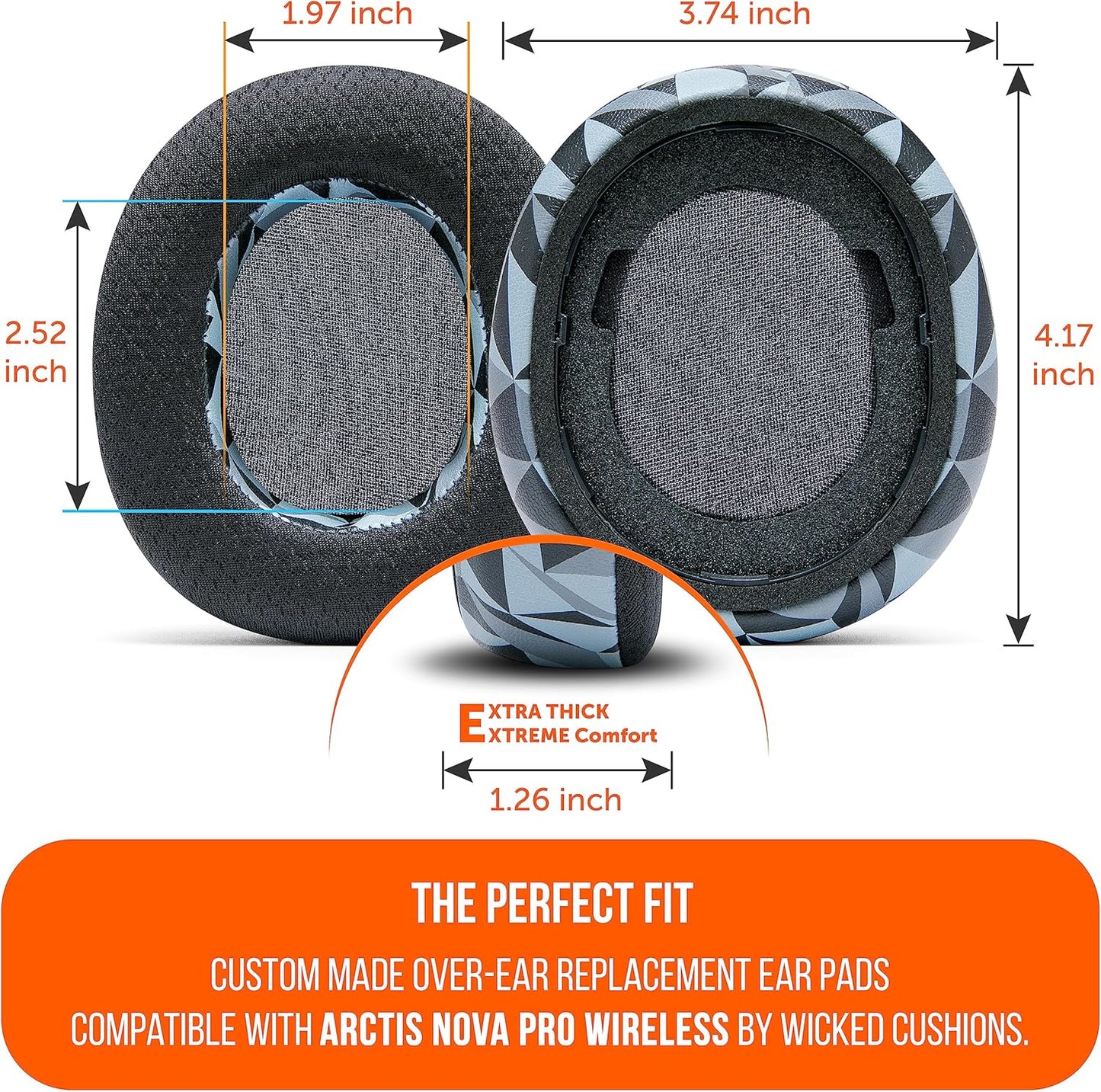 WC Freeze Nova Pro Wireless - Cooling Gel Earpads for Arctis Nova Pro Wireless ONLY (Doesn’t Fit Other Models), Made by Wicked Cushions, Improved Durability, Thickness & Sound Isolation | Black