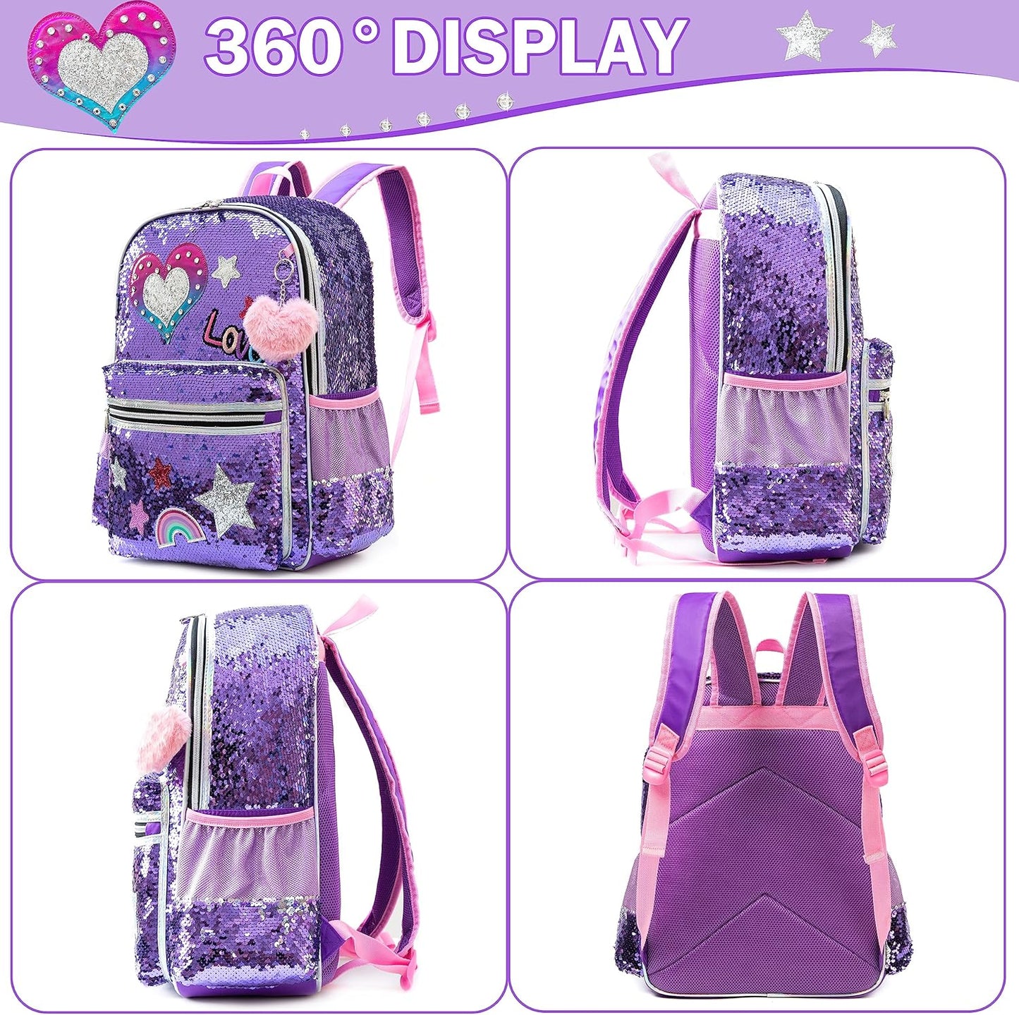 Cute Backpack for Girls School Backpacks with Lunch Box for Elementary