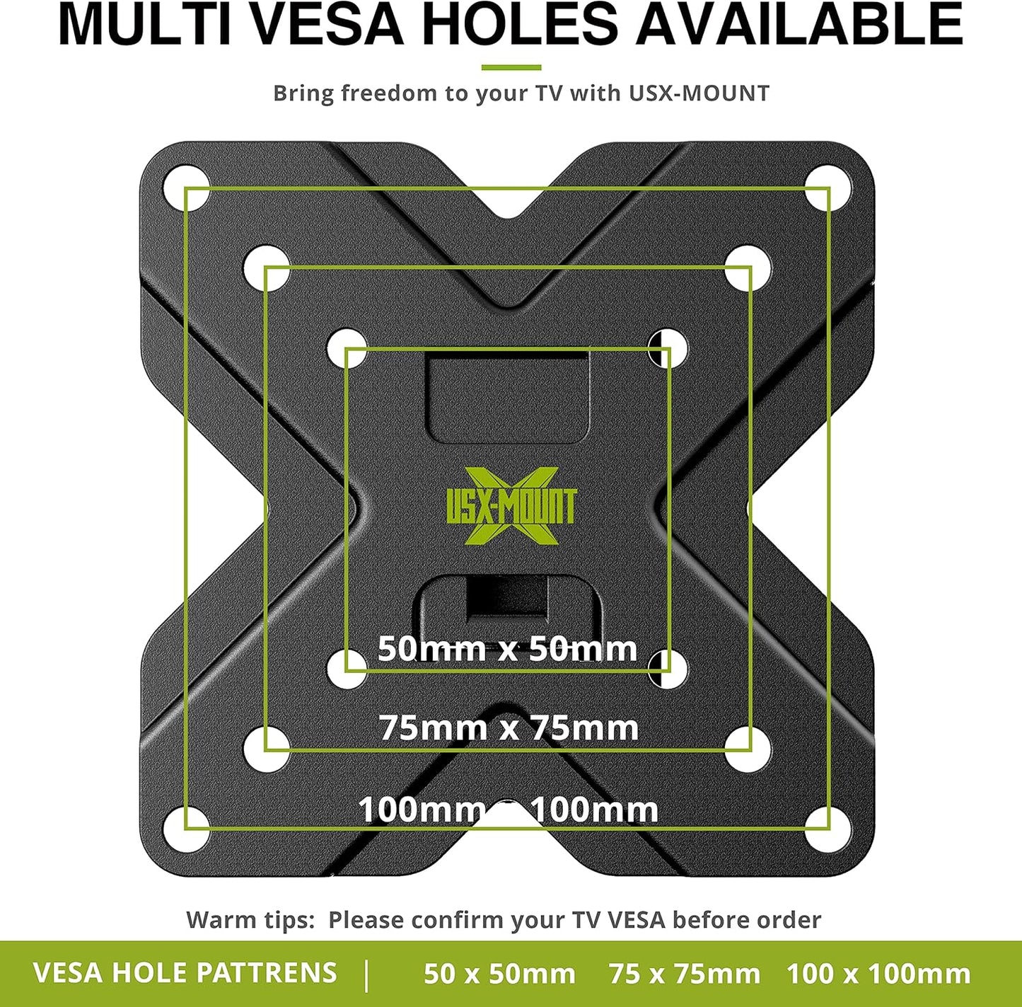 USX MOUNT TV Wall Mount Monitor Mount Bracket with Adjustable Tilt Swivel for 10inch to 26inch LED LCD OLED TVs and Monitors - VESA Size Up to 100x100mm and Weight Capacity Up to 22lbs-XMS002