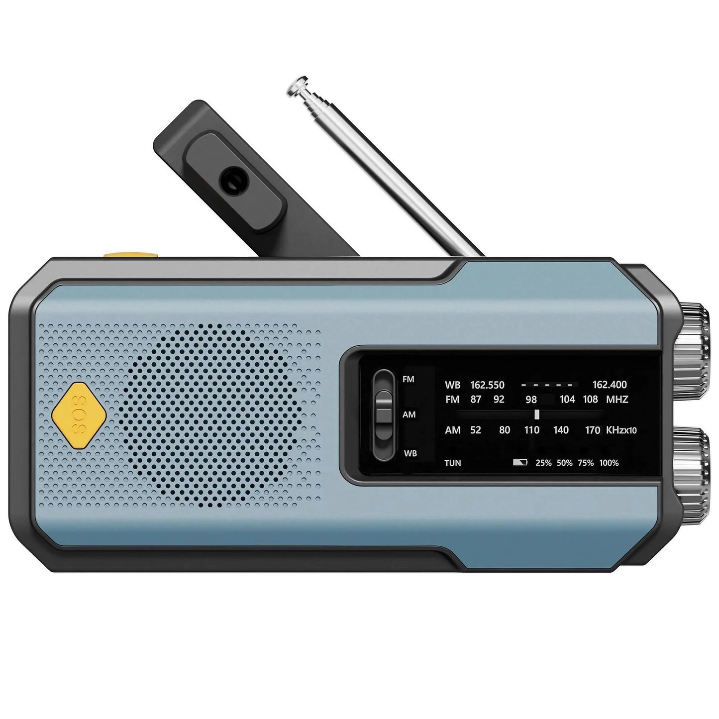 Purilite Select Emergency Weather Radio – AM/FM/WB Hand Crank Solar Radio with 2000mAh Power Bank, LED Flashlight, and SOS Alert (Style A – Green)