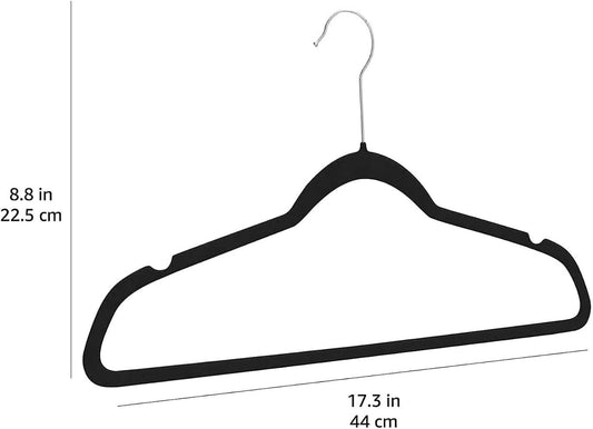 Velvet Suit Hangers 30-Pack | Black Non-Slip Slim Clothes Hangers | Space Saving Velvet Coat & Shirt Hangers | Heavy-Duty Plastic Closet Organizer