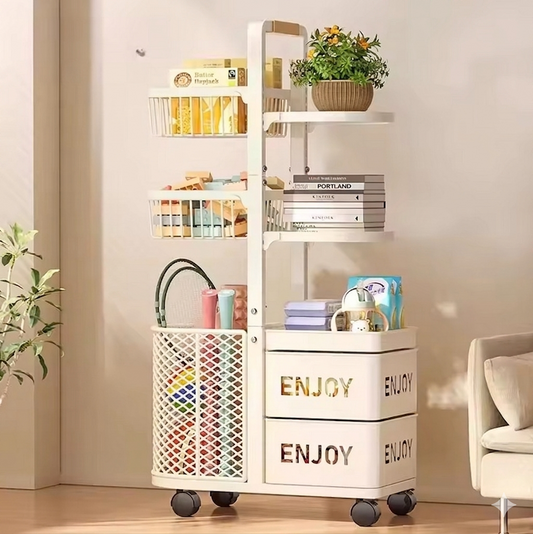 Purilite Select Multifunctional Kitchen Storage Rack, Adjustable 3-Tier Carbon Steel Pantry Organizer with Cookware Holders and Vegetable Baskets - PuriLite