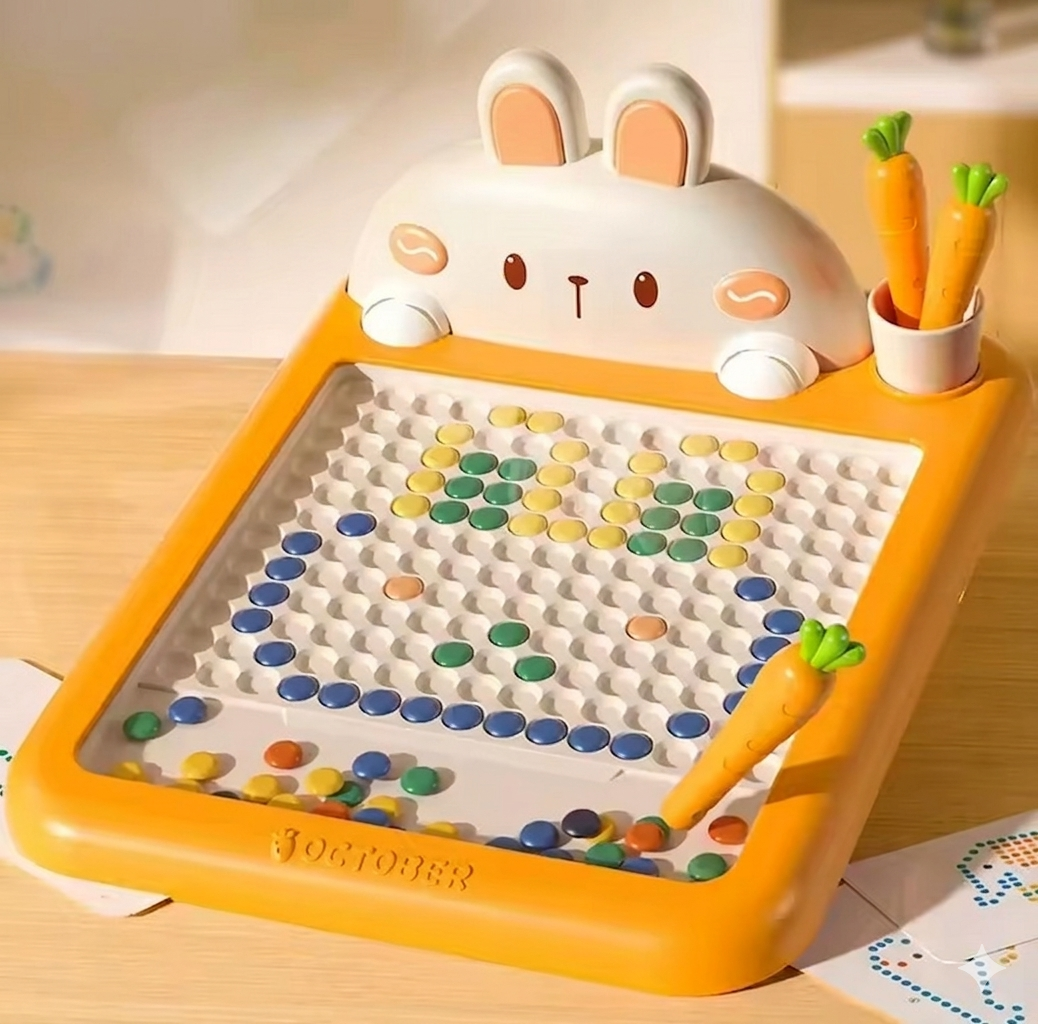 Purilite Select Rabbit Magnetic Drawing Board for Kids – Reusable Doodle Sketch Pad with Beads, Carrot Magnetic Pen, Creative Learning Toy for Toddlers and Children - PuriLite