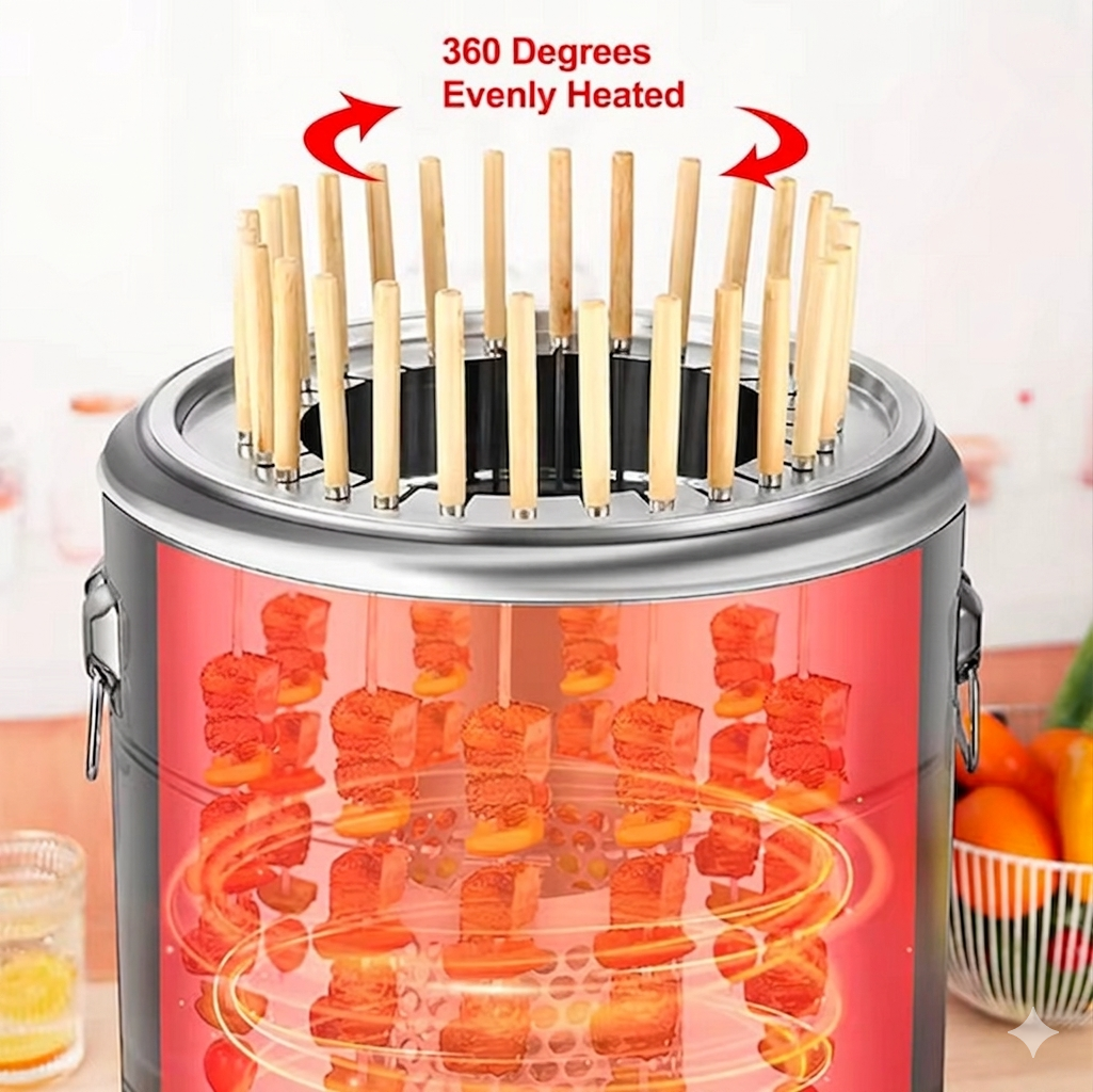 Purilite Select Stainless Steel Charcoal Grill Portable Wrap-Around BBQ Grill, Smokeless Cooking Grate for Camping and Outdoor Barbecue - PuriLite