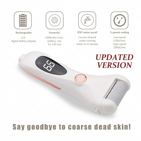 Electric Callus Remover for Feet with 5 Roller Heads, Rechargeable Waterproof Foot File Pedicure Kit for Cracked Heels and Dead Skin Removal - PuriLite