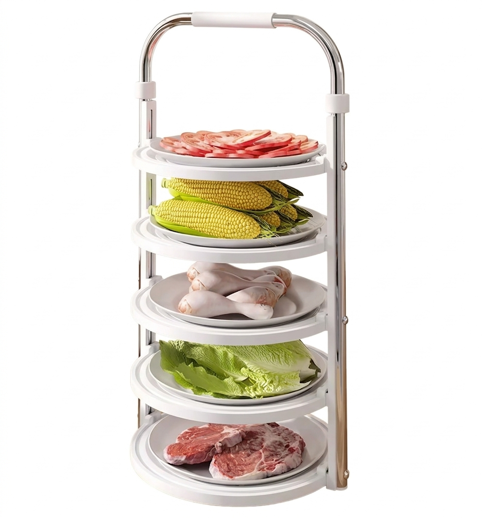 Purilite Select Foldable Kitchen Vegetable Storage Rack Multi Layer Organizer – Space Saving Plastic Storage Shelf for Fruits, Vegetables and Kitchen Essentials - PuriLite