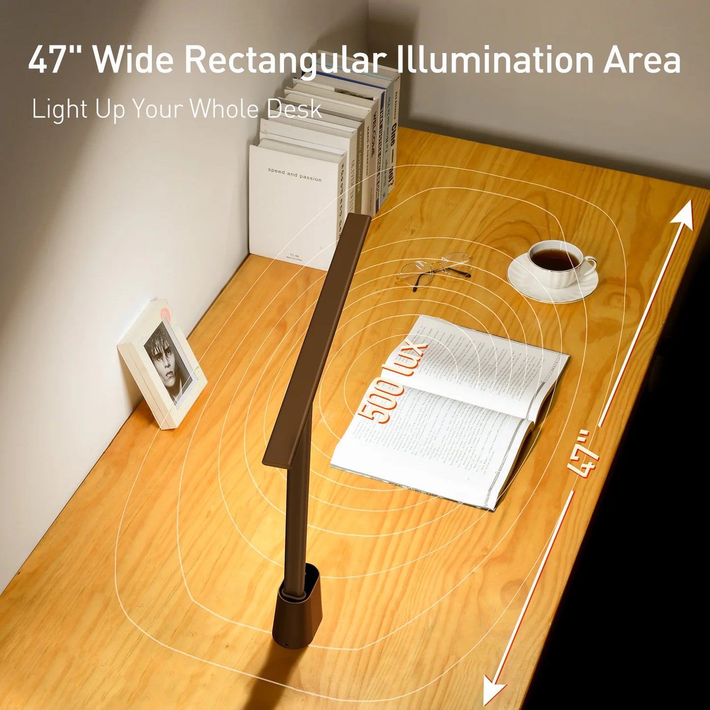 Purilite Select LED Desk Lamp Eye Protection Study Light, Dimmable Foldable Office Table Lamp with Auto Brightness Sensor, Full Spectrum LED Smart Adaptive Lighting Bedside Reading Lamp