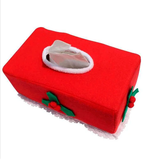 Purilite Select Merry Christmas Tissue Box Cover – Creative Wool Napkin Holder, Belt & Clover Pattern Holiday Decor (2 Styles)