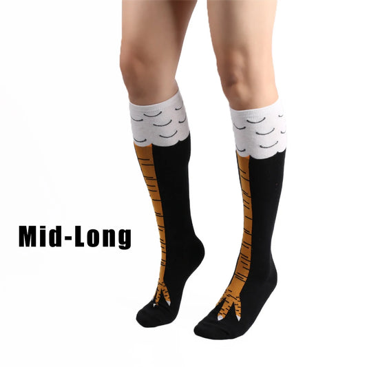 Purilite Select Funny Cartoon Chicken Leg Thigh High Socks | Stretchy Novelty Cosplay Socks for Women EU 38-43