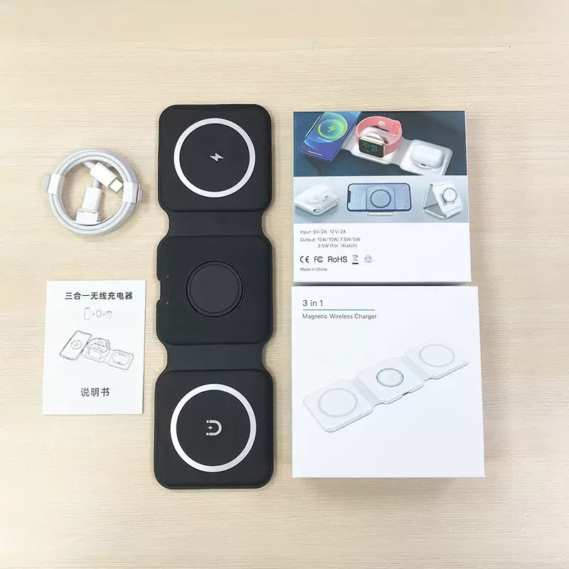 3-in-1 Wireless Charging Station – Fast Charger Dock for Phone, Smartwatch & Earbuds