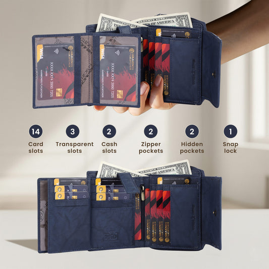 Hammonds Premium Cow Leather Women’s Wallet | Genuine Cow Leather RFID Protected Ladies Wallet | Stylish & Spacious Clutch Wallet | Secure Women’s Wallet - PuriLite