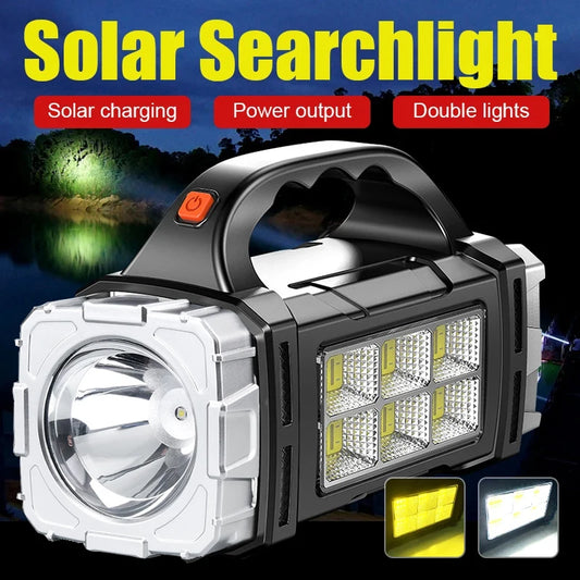 Purilite Select 2024 LED + Solar Rechargeable COB Flashlight – Powerful 15W Searchlight, Portable Power Bank Torch for Outdoor & Camping