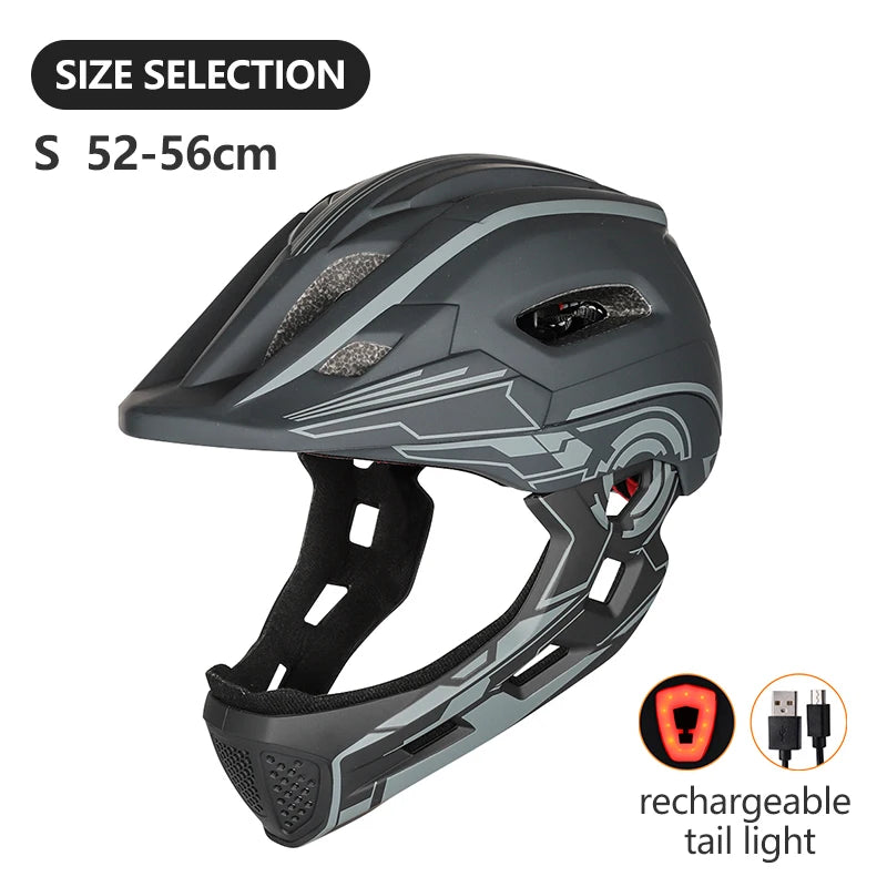 🛡️ Kids Full-Face Detachable Safety Helmet with Rear Light