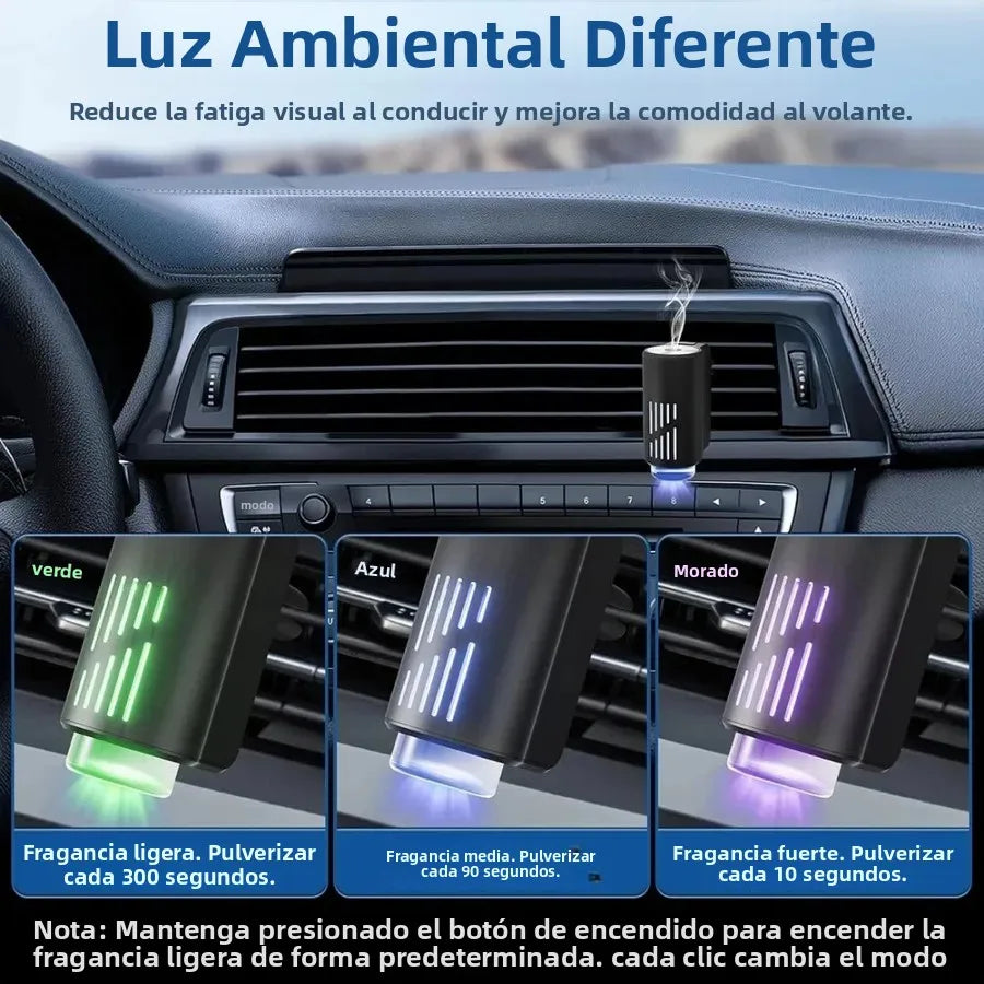Smart 3-Mode Car Diffuser, Car Air Freshener - Vent Clip Nano Mist Humidifier with Mood Light, Essential Oils for Odor Removal 