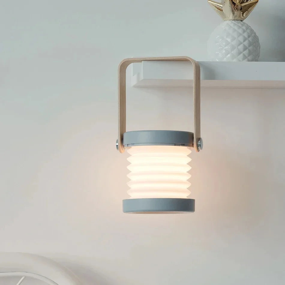 Creative Wooden Handle Telescopic Folding Led Touch Lamp Charging Night Light Reading Portable Lantern Lamp Home Beside Lamp - PuriLite