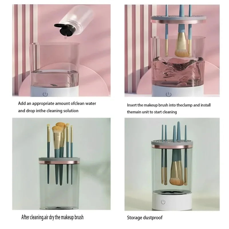 Purilite Select Electric Makeup Brush Cleaner – Quick-Clean USB Cosmetic Brush Cleaner – USB Plug-In Makeup Brush Cleaner with Rubber Bowl