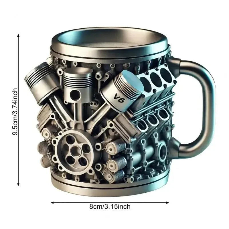 Purilite Select – Handmade V8 Engine-Themed Mug (Resin, Large Capacity, 301–400ml)
