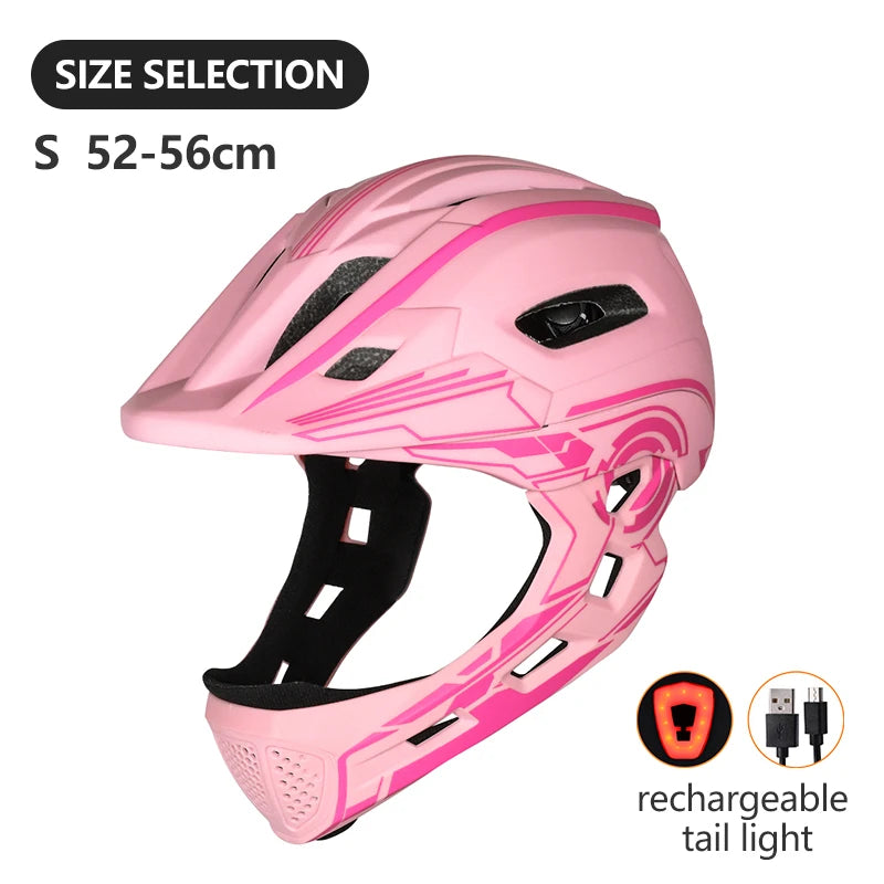 🛡️ Kids Full-Face Detachable Safety Helmet with Rear Light