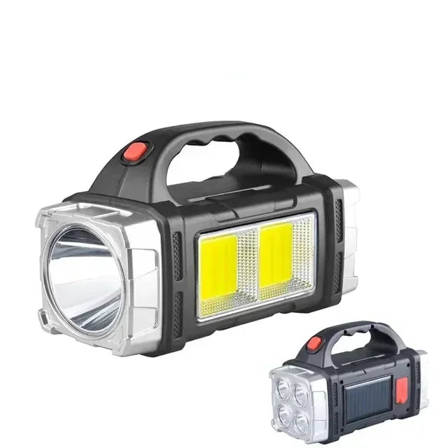Purilite Select 2024 LED + Solar Rechargeable COB Flashlight – Powerful 15W Searchlight, Portable Power Bank Torch for Outdoor & Camping