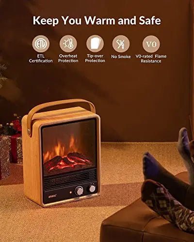 Purilite Select Electric Fireplace Heater – Mini Radiator Room Warmer with Flame Effect