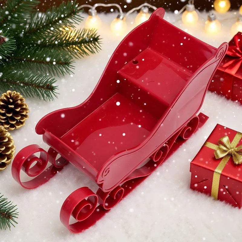 Purilite Select Christmas Sleigh Décor – Classic Red Miniature Sled Ornament | Elegant Xmas Tree Hanging Decoration & Holiday Home Display Gift