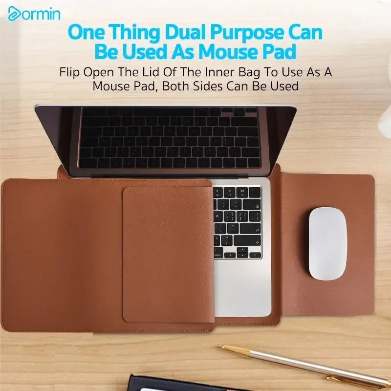 Purilite Select PU Leather Laptop Sleeve (No Zipper, Dual-Purpose)