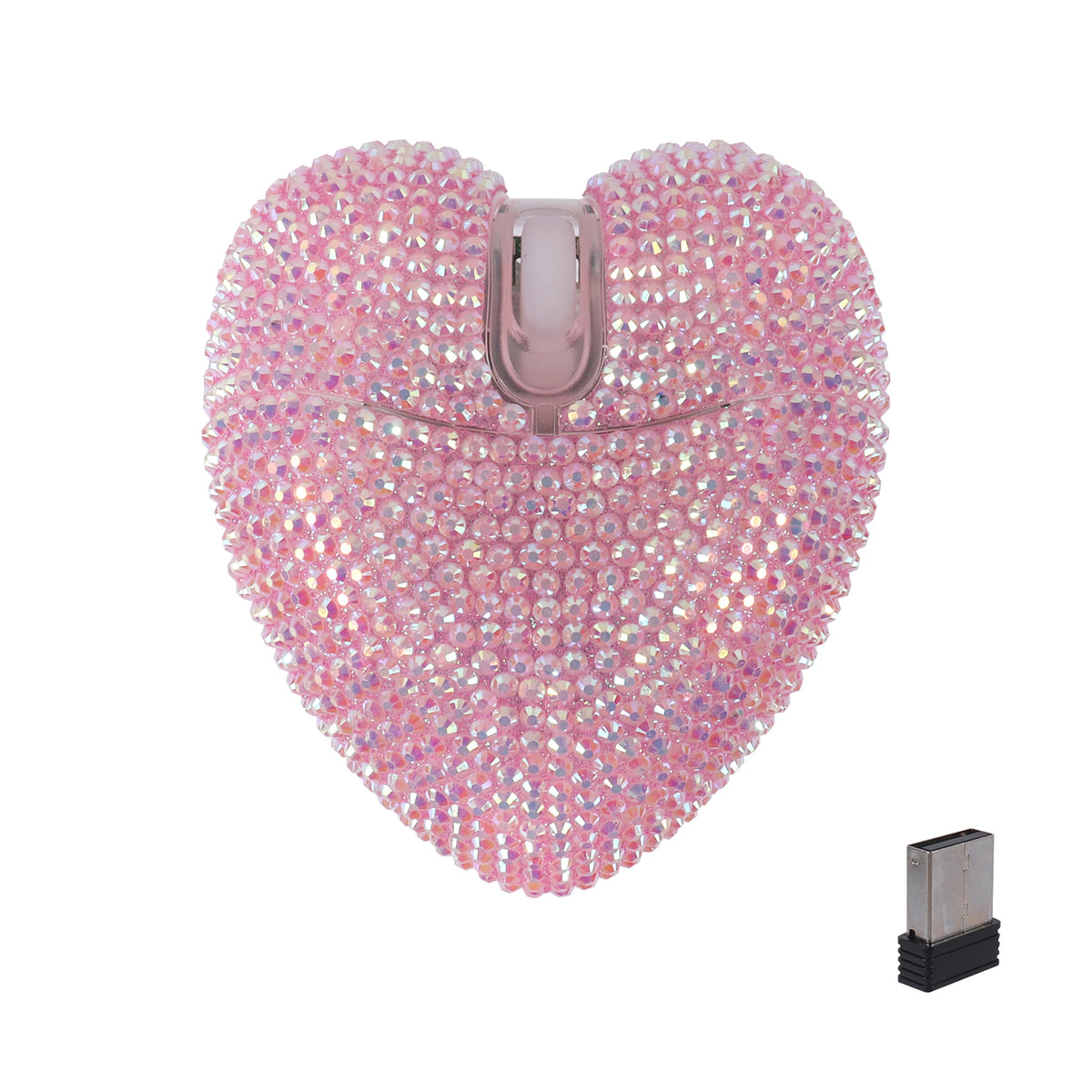 Purilite Select | Wireless Pink Dual-Mode Diamond Heart Mouse | Type-C Rechargeable Bluetooth Optical Ergonomic Mouse | Cute Mini Heart-Shaped Laptop Mouse for Girls - PuriLite