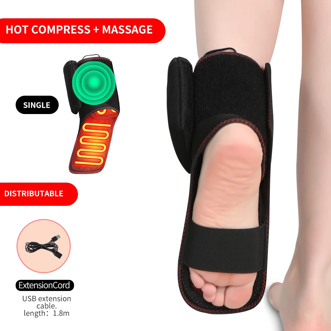 Heated Ankle Support Sports Ankle Sprain Stabilizer Relieves Ankle Pain 3 Heating Modes Foot Massager Great Gift for Elderly