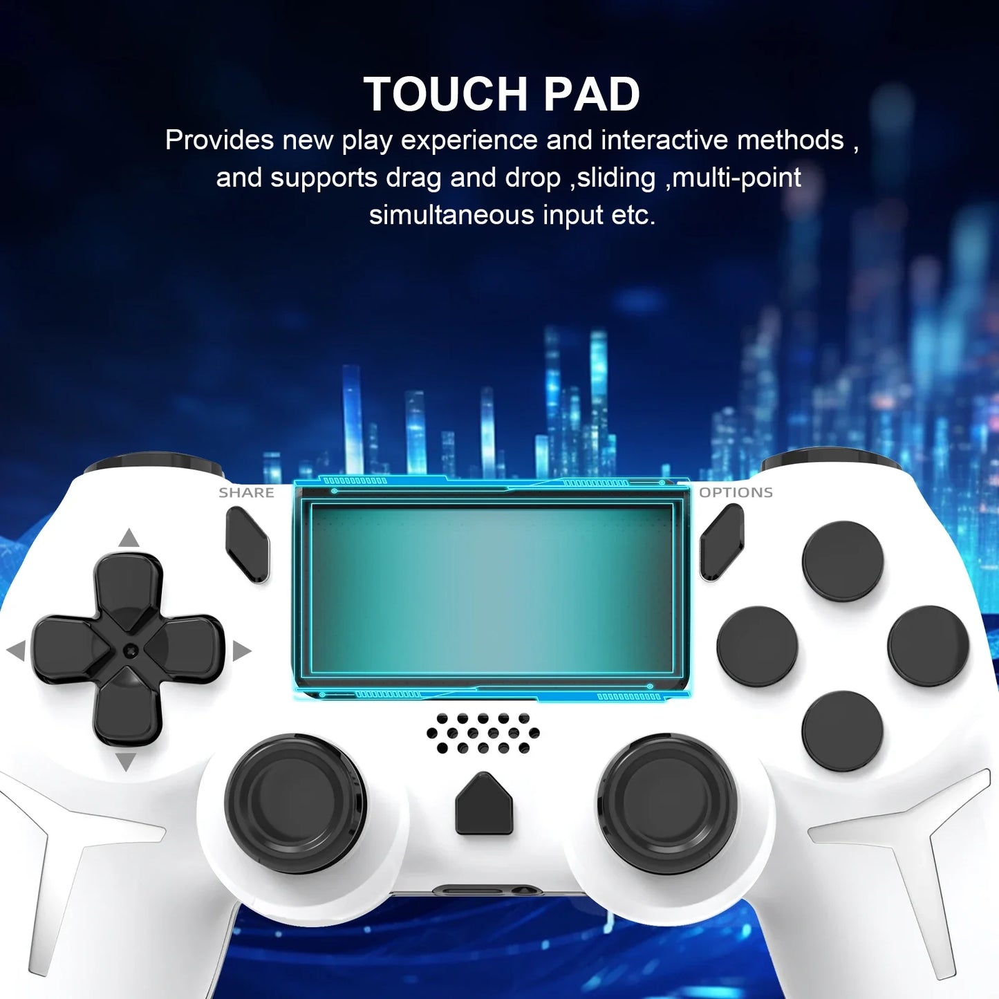 Purilite Select P412 Wireless Gamepad  6‑Axis Gyro, Dual Vibration & Touchpad Controller for PS4 / PS3 / PC