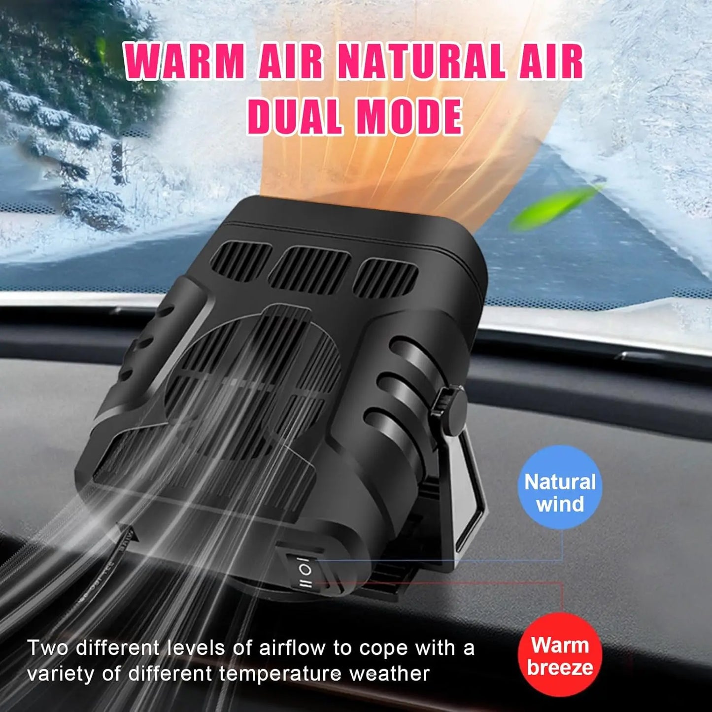 Purilite Select – Portable Car Heater and Windshield Defogger with 360° Rotating Base