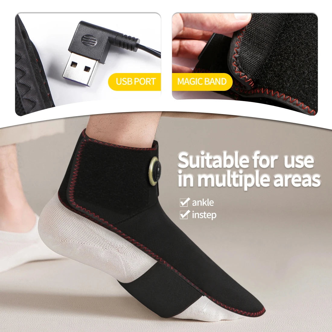 Heated Ankle Support Sports Ankle Sprain Stabilizer Relieves Ankle Pain 3 Heating Modes Foot Massager Great Gift for Elderly