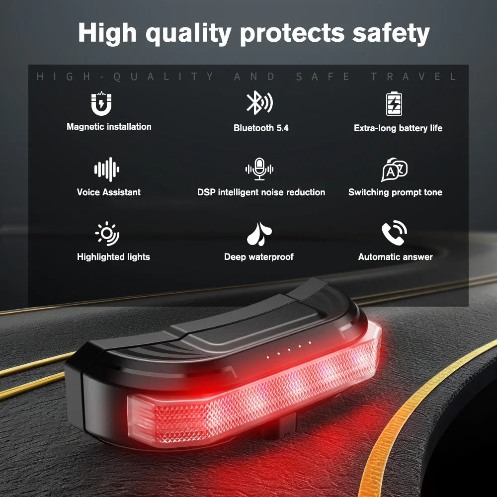 Purilite Select Bluetooth 5.4 Motorcycle Helmet Headset with Tail Light