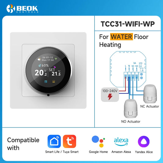 WiFi Smart Knob Thermostat For Water Gas Boiler Electric Heating Temperature Controller Works With Tuya Alexa Google Home