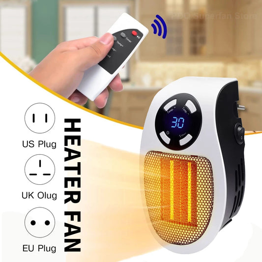 Portable Heater Electric Heater Plug In Wall Room Heater Home Appliance Heating Stove Mini Radiator Remote Warmer Machine 500W - PuriLite