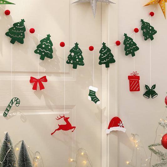 Purilite Select Christmas Party Background Banner – Cute Cartoon Snowflake Garland Set for Festive Home & Event Décor
