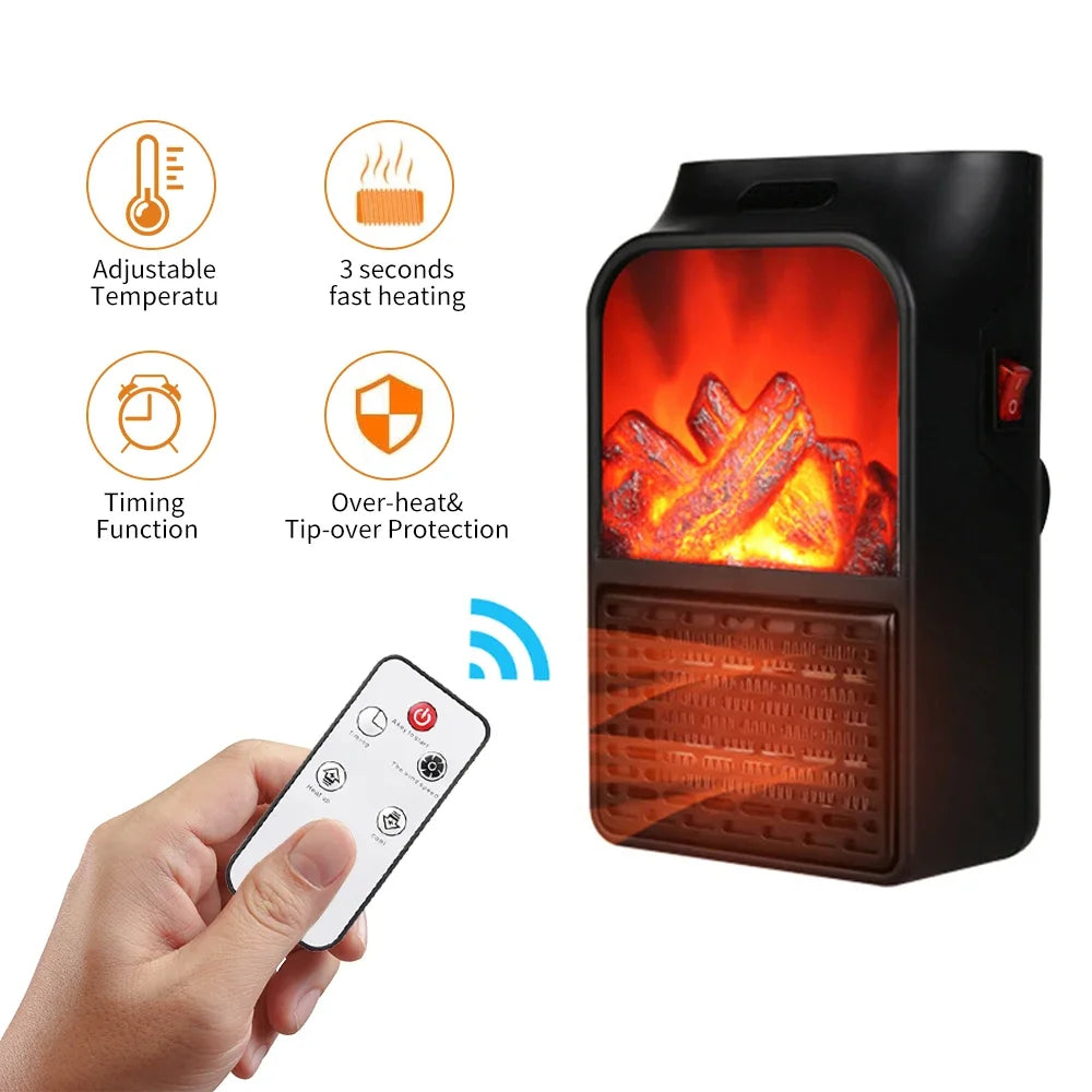 Purilite Select Portable 3D Flame Space Heater – Wall-Mounted Electric Heater with Remote Control