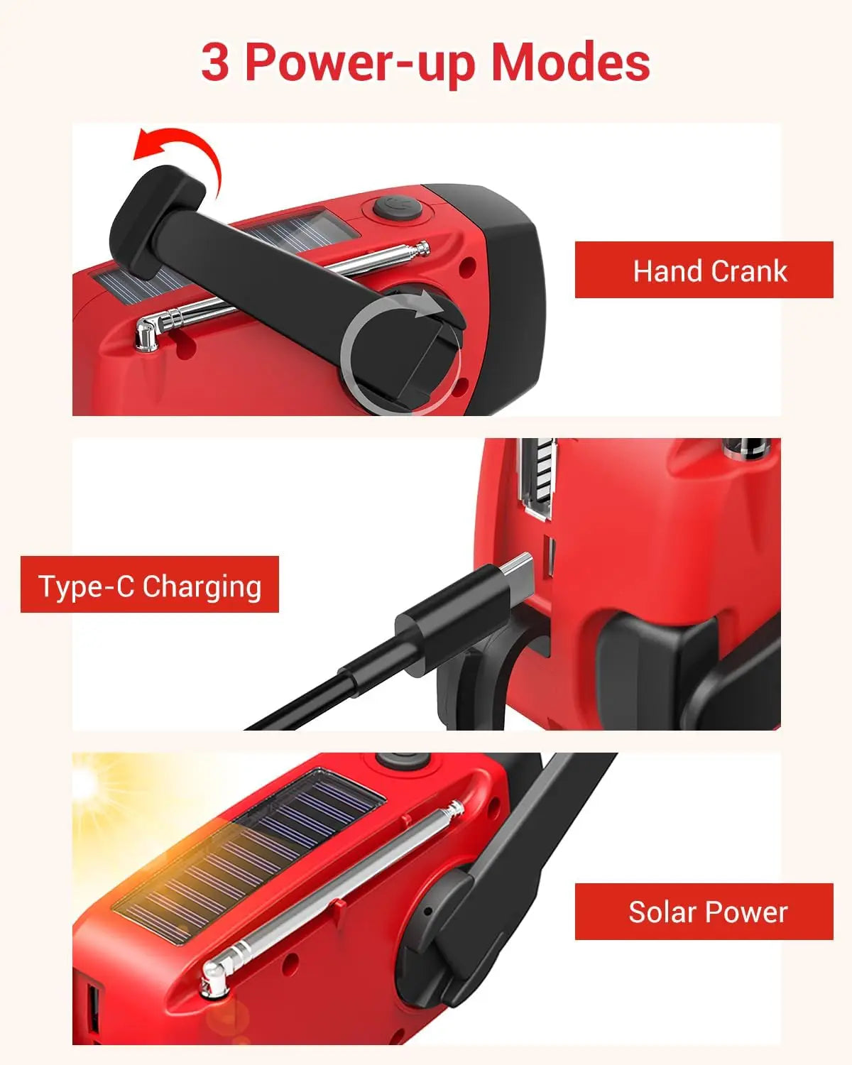 Purilite Select Portable Multifunctional Hand Crank Dynamo Solar Powered Weather Radio