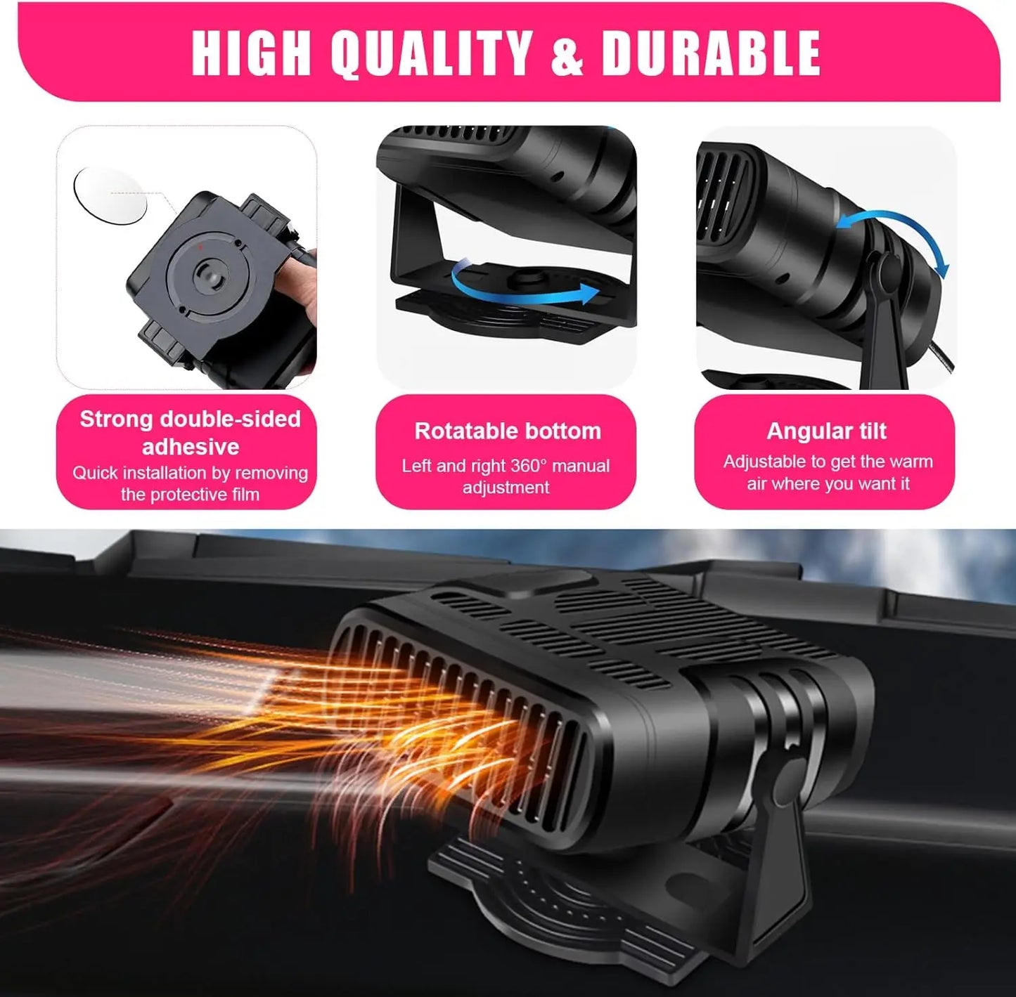 Purilite Select – Portable Car Heater and Windshield Defogger with 360° Rotating Base