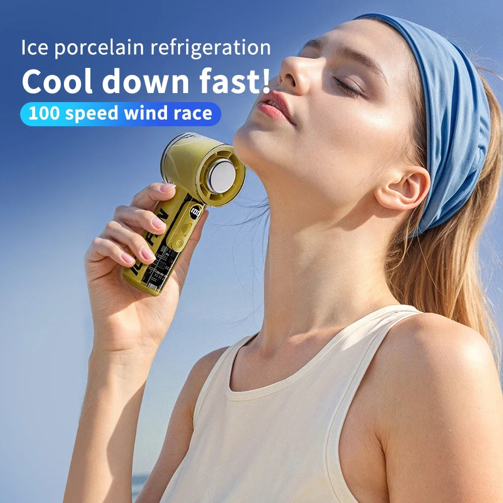 Purilite Select Turbos Chilled Ice Sensation Fan – 3000mAh Rechargeable Mini Cooling Fan with 100 Speeds
