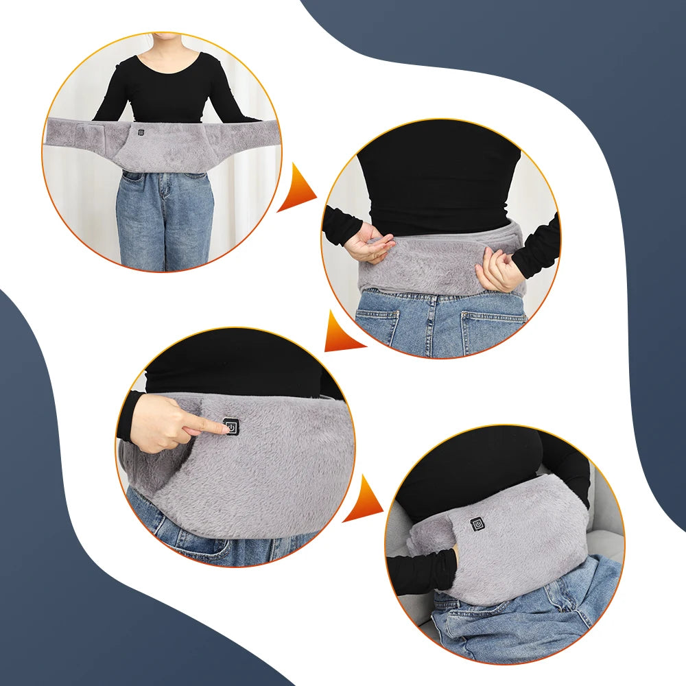 Calentador de manos con cinturón calefactor eléctrico USB, calentador de invierno, terapia de compresión caliente, cintura Abdominal, Lumbar, Menstrual, almohadilla calentadora de útero