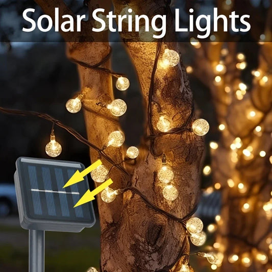 Purilite Select 1-Pack 20/100/200 LED Crystal Globe Solar String Lights – 8 Lighting Modes | Holiday & Halloween Outdoor Decor